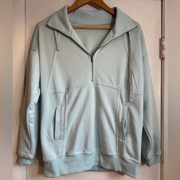 Sweaters - Light Blue Quarter-Zip Pullover